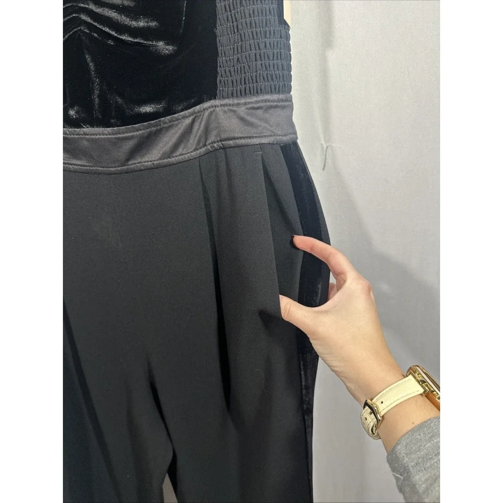 NWT$525 Rebecca Taylor [ 6 ] Velvet & Organza Floral Jumpsuit Violet Black Q1260